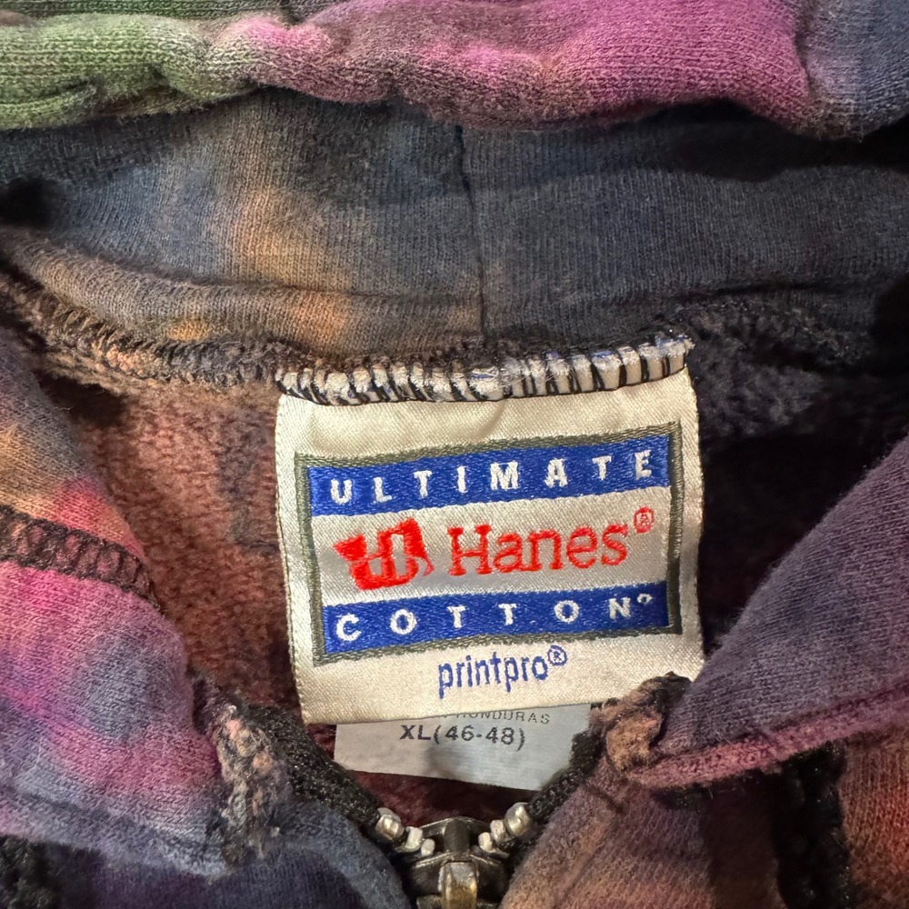 Hanes Ultimate Cotton Galaxy Tie Dye Zip Up Hoodie Mens XL VTG - Picture 3 of 7